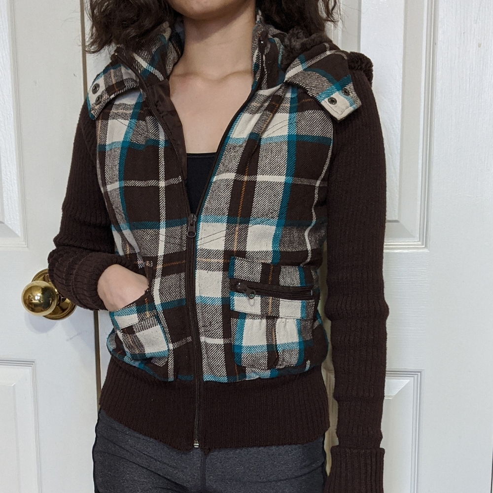 Brown Plaided Jacket